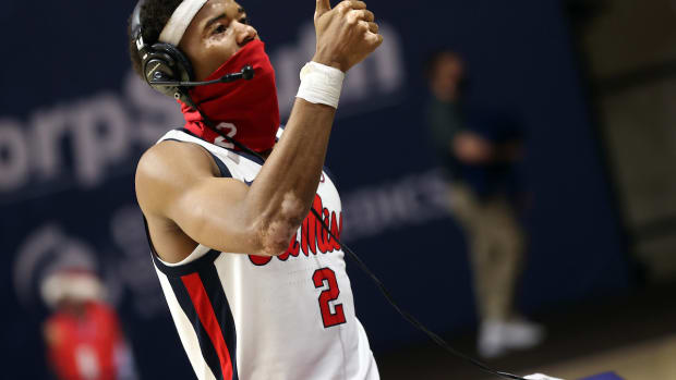 Devontae Shuler. Ole Miss Men's Basketball vs Jackson State on December 10th, 2020 at The Pavilion at Ole Miss in Oxford, MS. (Photo by Joshua McCoy/Ole Miss Athletics)
